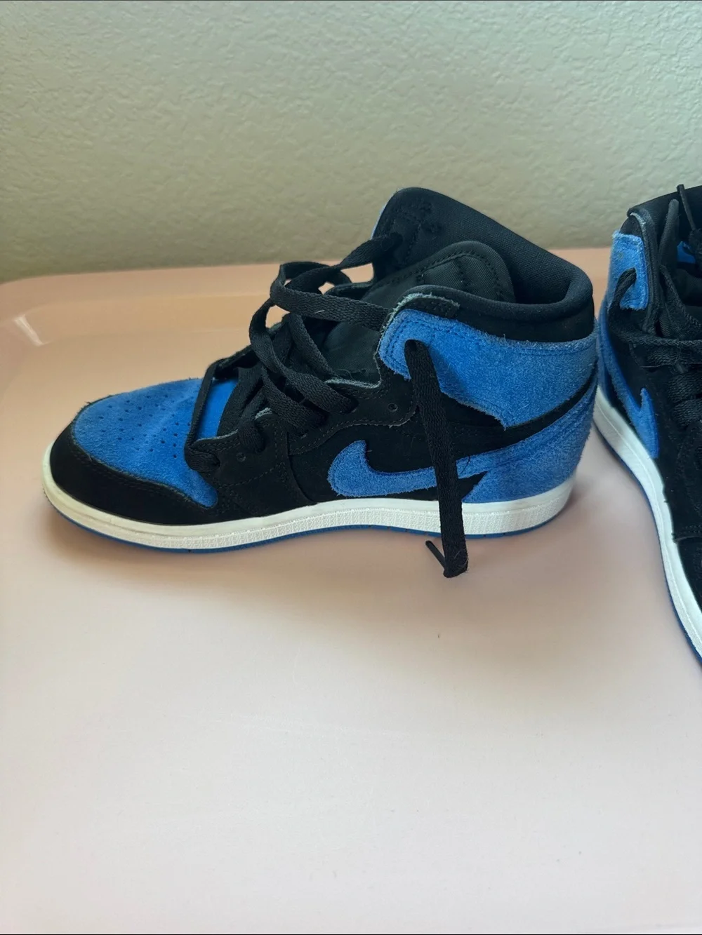 Nike Air Jordan 1 Retro High Youth Suede Sneakers Blue and Black Size 3Y